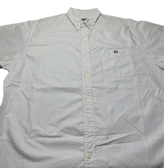 Ralph Lauren Jeans Co. VTG Short Sleeve Button Up Shirt XL White/Blue - Picture 2 of 7